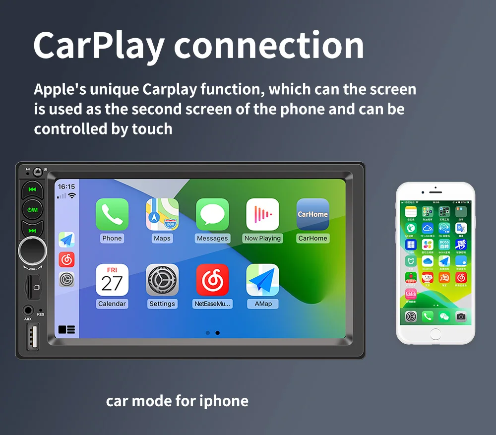 F710C Ready To Ship 7inch 2 DIN Universal HD Touch Screen Carplay Radio Car Audio Player Hade Unit Car Multimedia Player