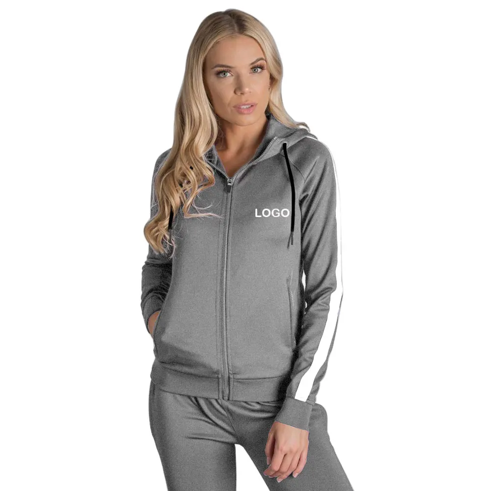 
2021 Cotton Casual Latest Designs Tracksuit 2 Piece Set Woman Jogging Fitted Women Tracksuit Set 