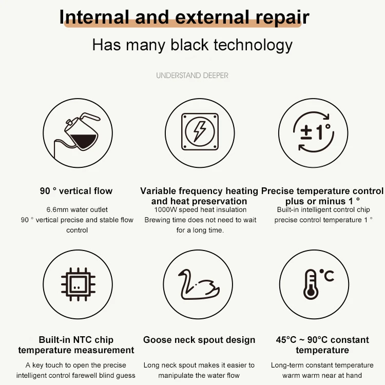 Water Heating Machine Electric Gooseneck Kettle With Black Temperature Control Electric Kettles