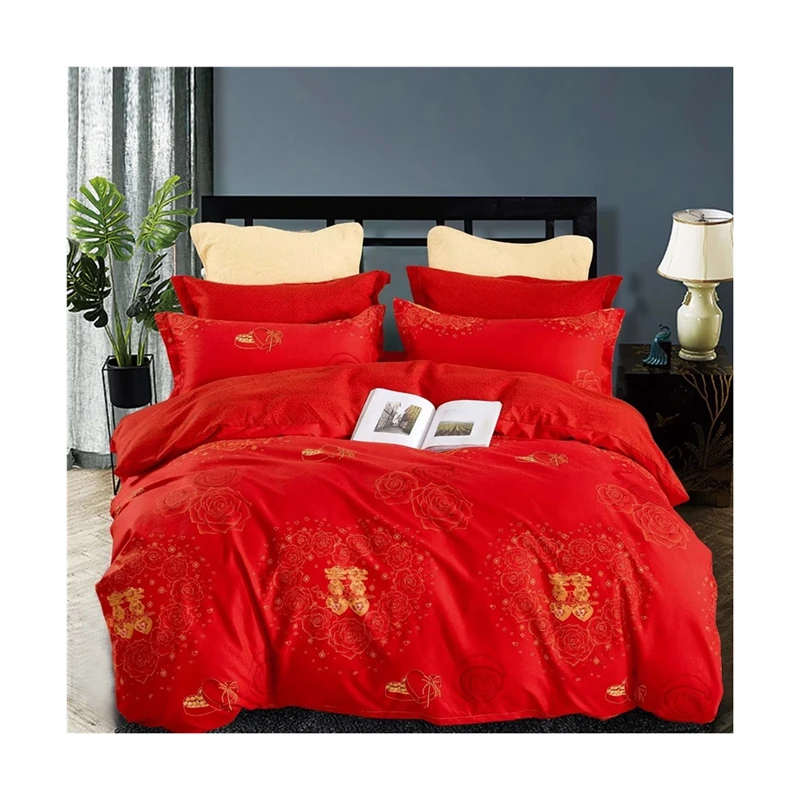 Wholesale India size 150gsm polyester Duvet Cover Bed Sheet Set 4pcs bedding set