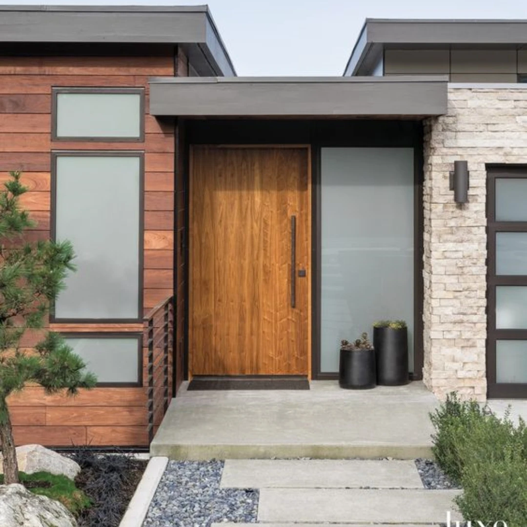 Modern Exterior Oak Teak Natural Original Real Wooden External Doors Front Entry Door