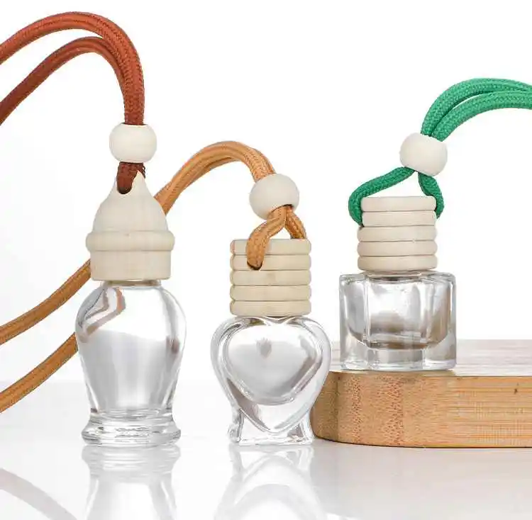 2022 Empty 8ml Car perfume Air Freshener Bottle Glass Screen Printing auto perfume Custom Cork Wooden Customized free sample