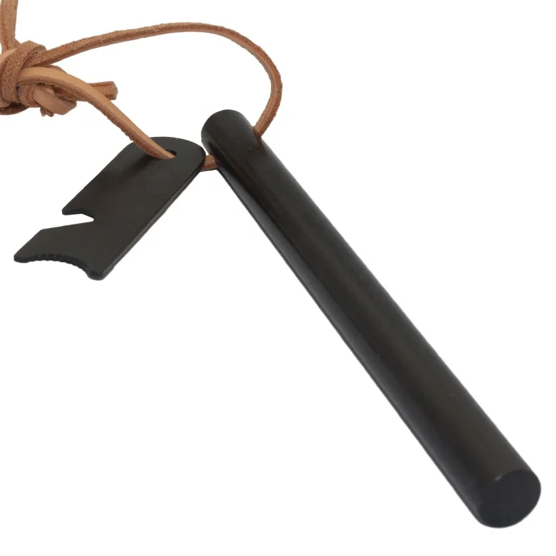 6inch Outdoor Survival Camping Gadgets Ferrocerium Fire Rod Steel Fire Starter with Leather String