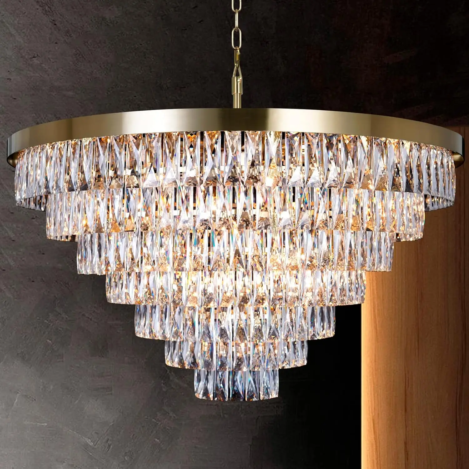 Meerosee Led Chandelier K9 Crystal Ceiling Light Luxury Chrome Bronze Crystal Chandelier MD92140