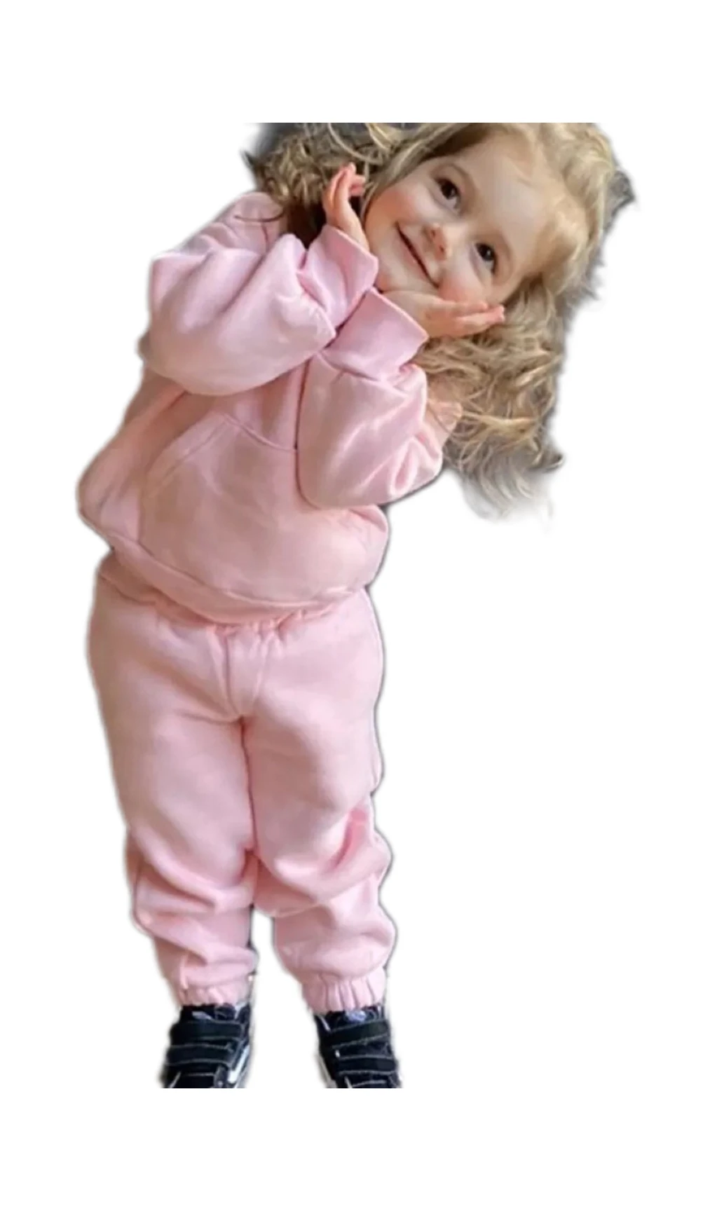 Boys and girls Korean version of the new winter suit cotton fashion simple solid color hoodie corset pants casual fleece suit