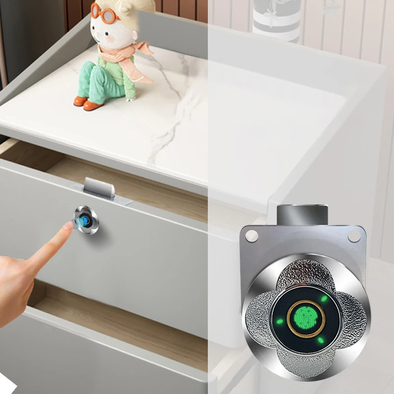 Zinc alloy small electronic cam lock with fingerprint sensor anti-theft is suitable for furniture drawer cabinets