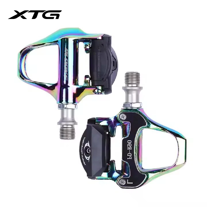 XUNTING Aluminum Alloy Ultralight Pedal Rainbow Multicolour Electroplating Sealed Bearing Self Lock Bicycle Pedal