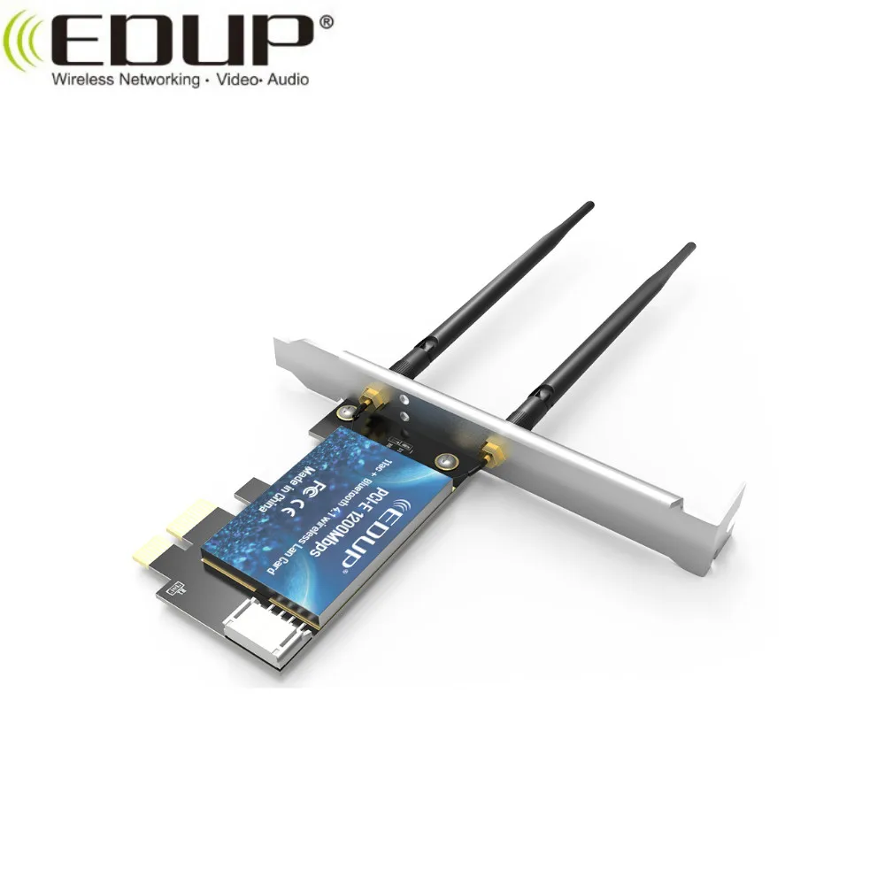 EDUP Беспроводной двухдиапазонный 1200 Мбит/с Настольный PCI-E Wi-Fi адаптер с blue-tooth 4,1 802.11ac WLAN сетевая карта