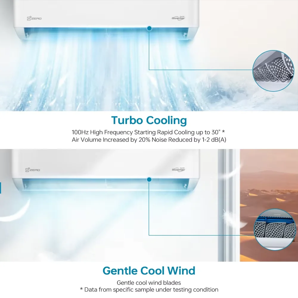 9000 12000 18000 24000 36000btu R454B Gas Refrigerant 24SEER2 Air Conditioner Smart Mini Split Air Conditioners Heat Pump