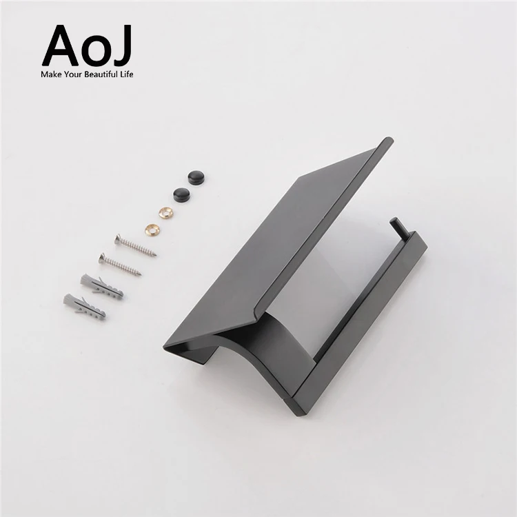 Wall mounted bathroom accessories set mobile phone shelf black toilet paper holder