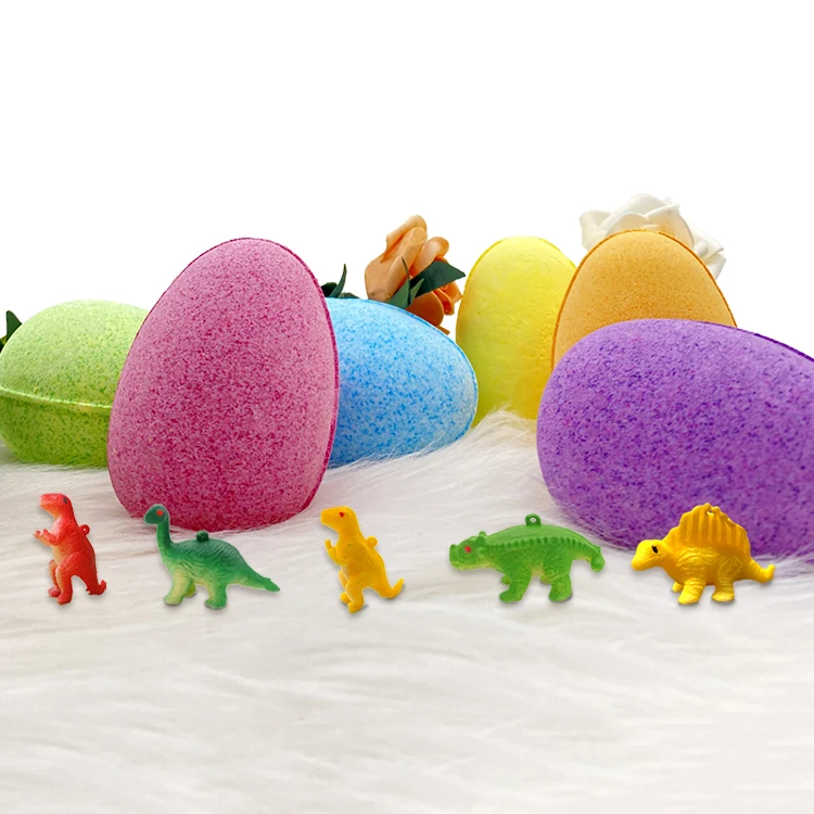 Wholesale customized private label 150g dinosaur egg bath bombs with toys and colorful children bath bomb gift sets