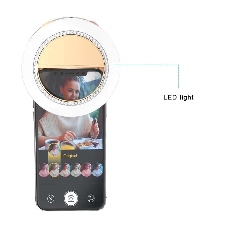 Wholesale  LED Fill-in light Selfie Phone Mirror Take Photos in Dark Environment Adjustable three Color Light