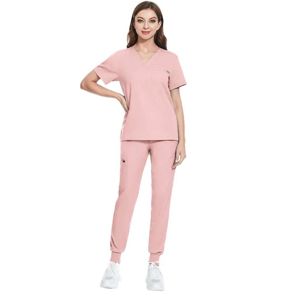 Stock 42031 stretchy joggar work clothes engineering clothing men medical scrubs sets jam suit for women from turkey