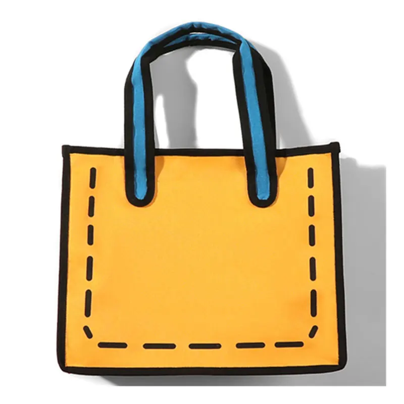 Large Capacity Canvas Tote Bags 2D Cartoon Handbag 3D Handbags