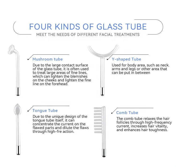 4 in 1 Professional Handheld Acne Treatment Facial Lift Skin Tightening High Frequency Skin Therapy Machine Skin Therapy Wand
