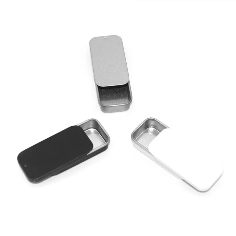 Metal tea tin can Square Rectangle tinplate tin box sliding closure Cosmetic Candy jar Metal Box jewelry boxes christmas gift