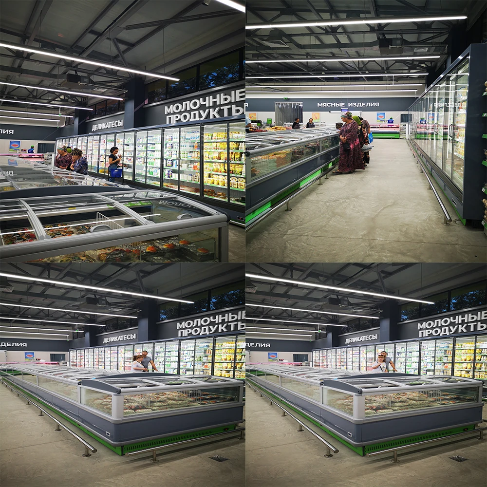 vertical upright type multideck open display chiller supermarket