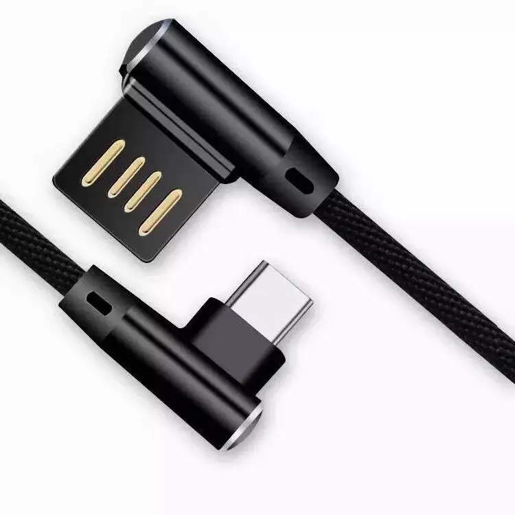 Правый угол 90 градусов Нейлон Плетеный USB C кабель зарядки и синхронизации данных быстрое зарядное устройство Шнур