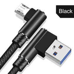 2.4A Elbow Nylon Fast Charging Cable Braided Micro USB Cable 1M Wire Line For iPhone Samsung Huawei Data Cable