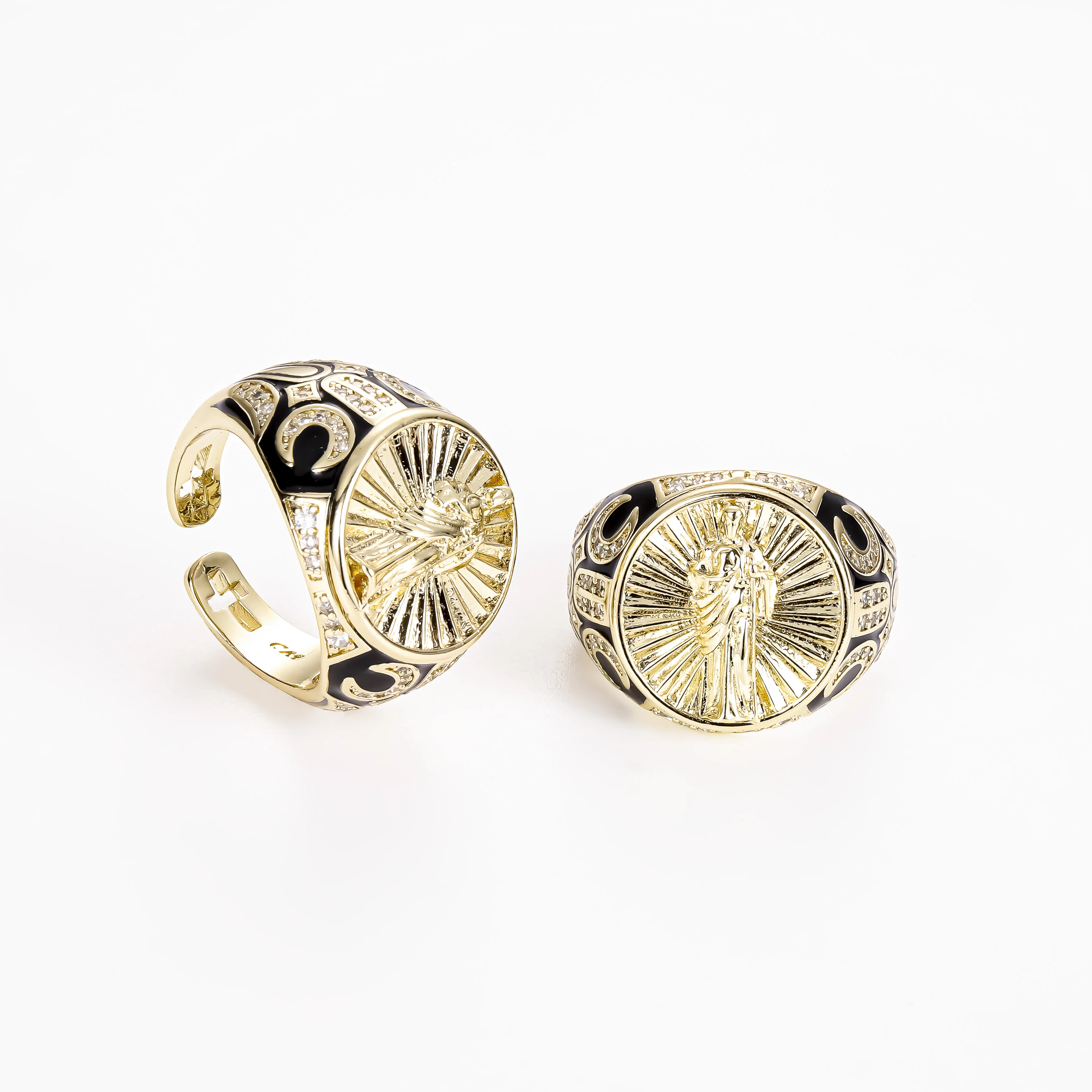 CM jewelry adjustable bahne homme fashion rings 14k gold plated zircon anillos para hombre religious san judas tadeo men ring