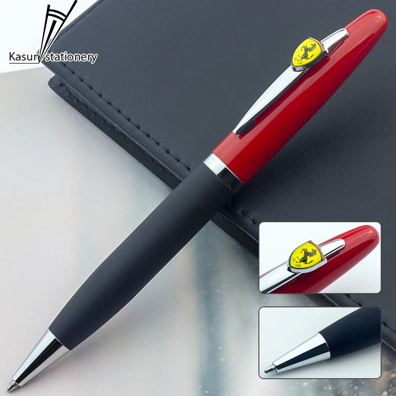 Soft Rubber Ball Point Pens Bright RED Pen with Epoxy Unique LOGO on the Silver Clip