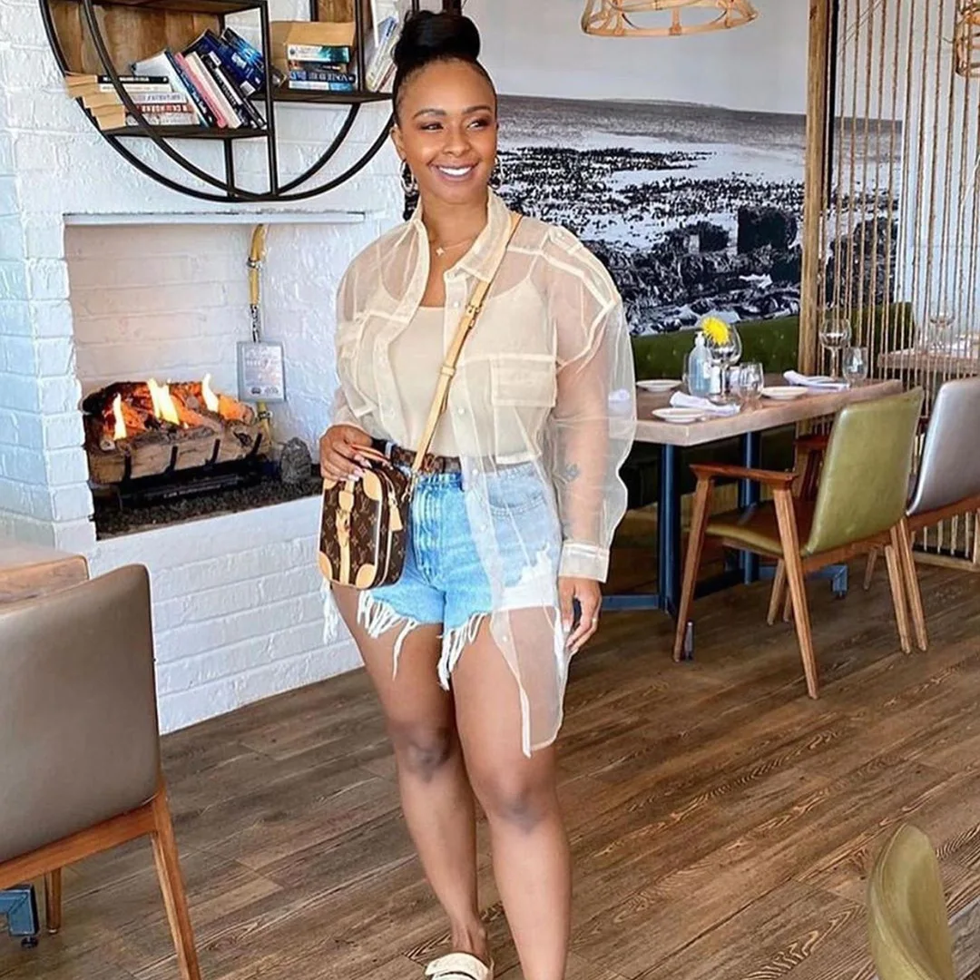 Hot Sale Women Sexy Long Sleeve Loose See Through Mesh Blouse 2021 New Arrivals Ladies Club Retro Transparent Organza Shirts