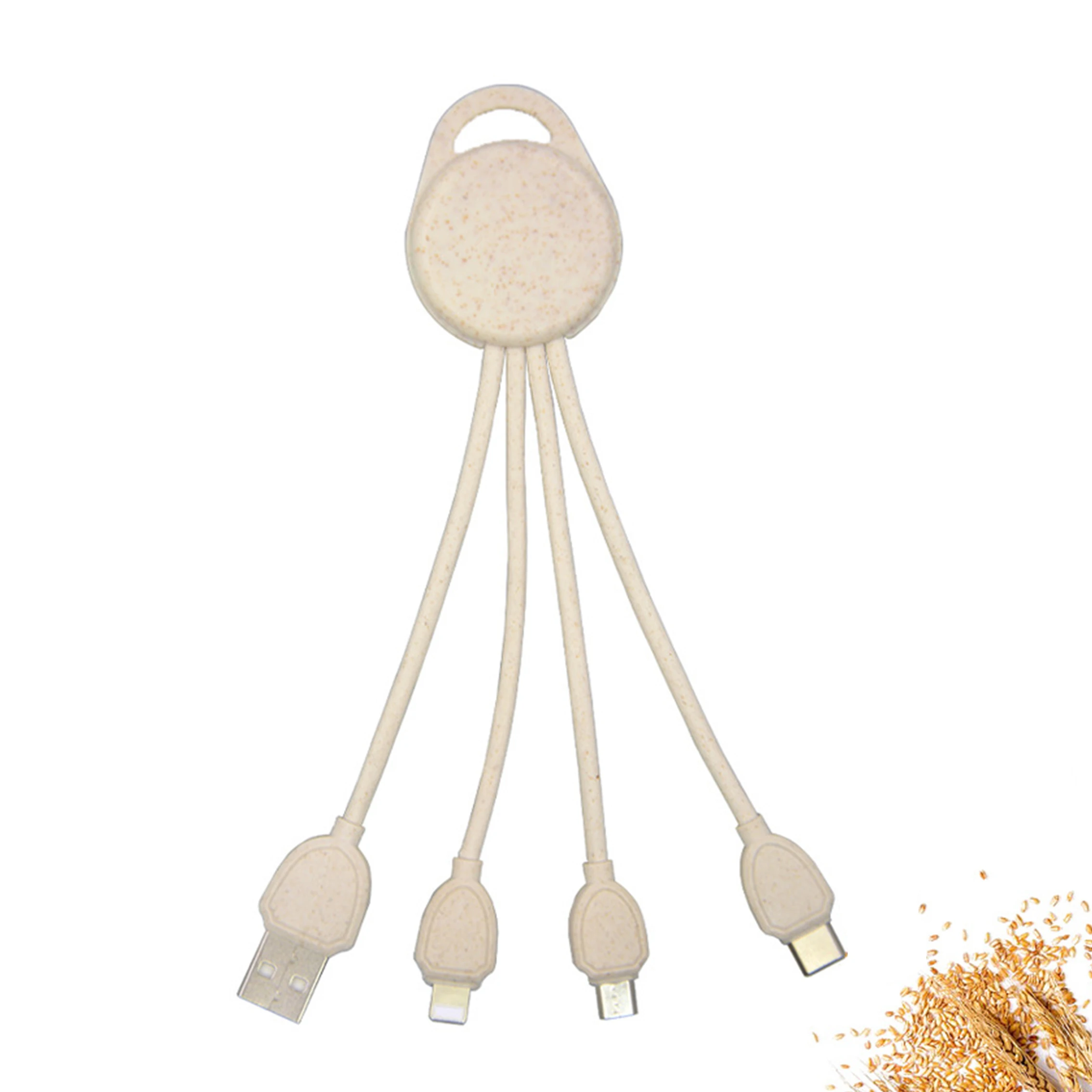 Eco-friendly Wheat  Biodegradable 3 In 1 Fast Charging Data Usb Cable Usb Data Cable