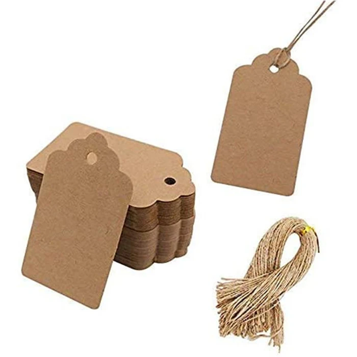 Wholesale Design Custom High Quality Kraft Paper Printing Logo Clothing Tag Paper Hang Tag With String