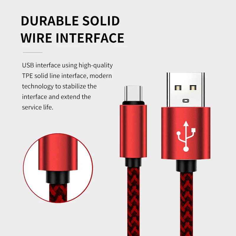 Wholesale charging cable nylon braided aluminum alloy usb cable mobile phone fast charging usb data cable type C