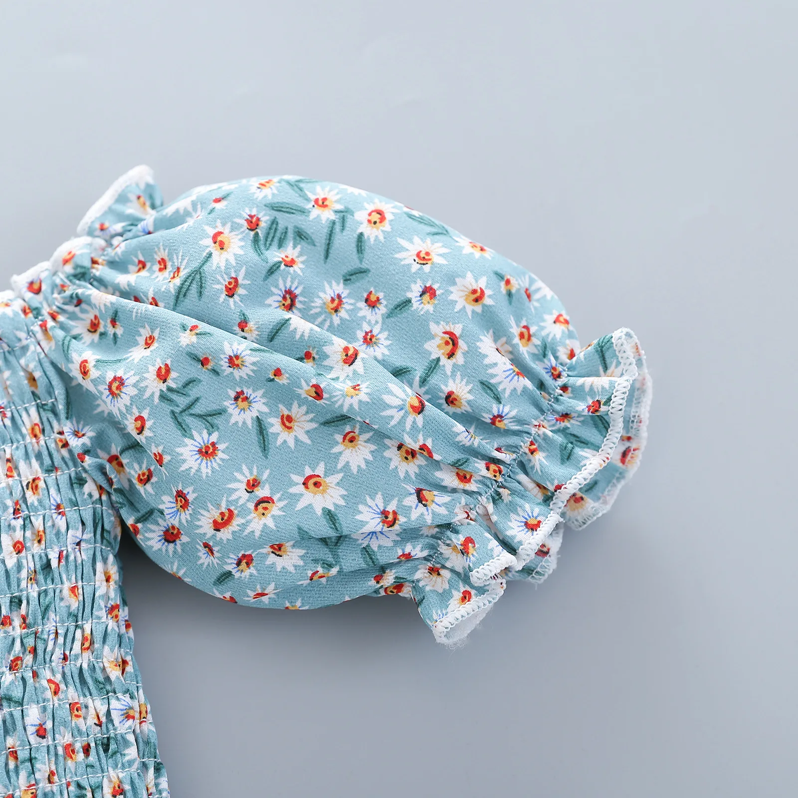 
5228 Kids Girls Clothing Summer Short sleeve Ruffle Floral Print T-shirt Print Skirt Dress Children Baby Clothes Outfits Set 