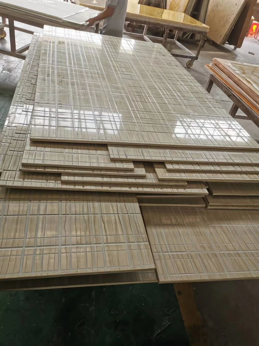 3D surface mosaic color artificial resin wood wall panel