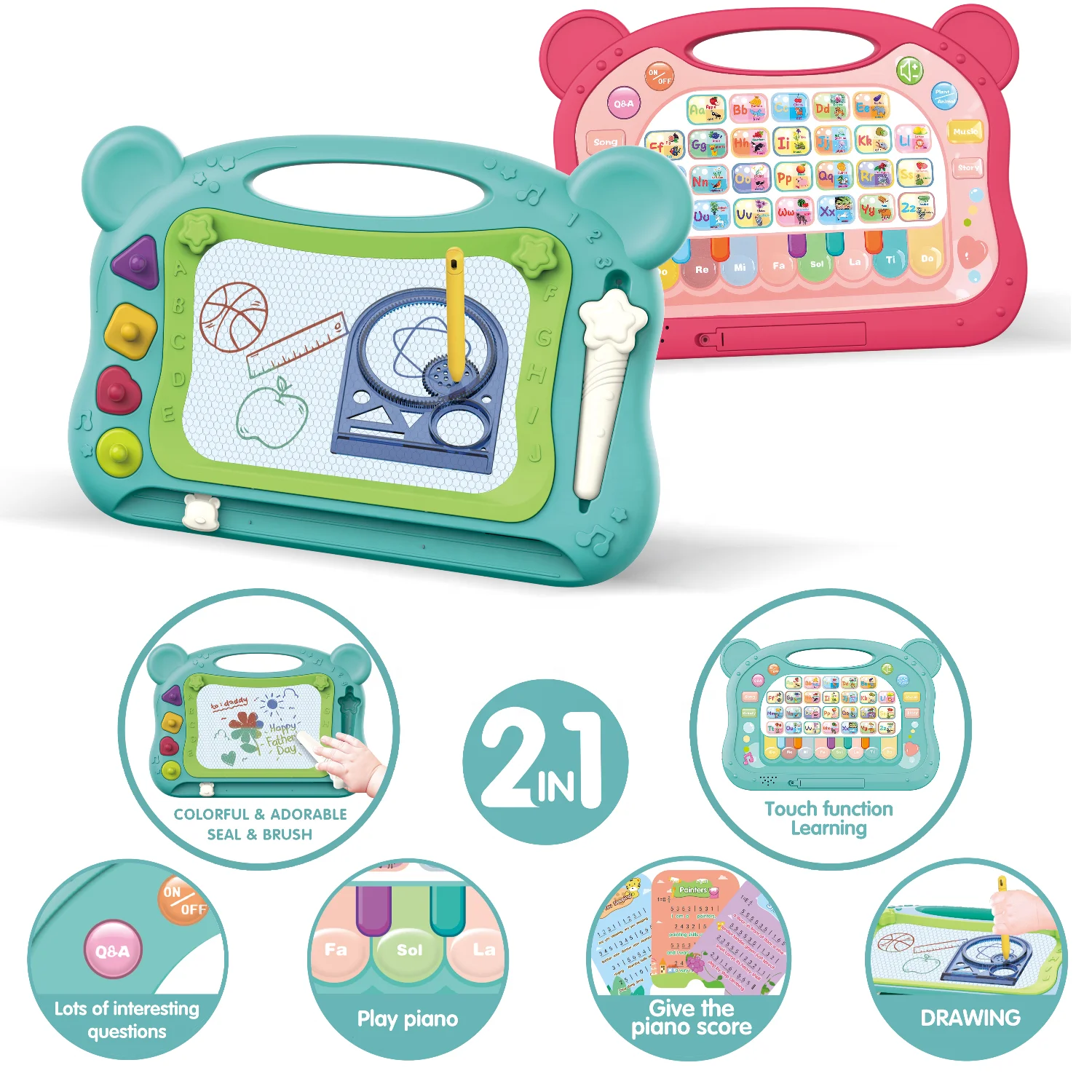 2 in 1 kids drawing board toys education writing board children toys for early  educational point reading learning machine set