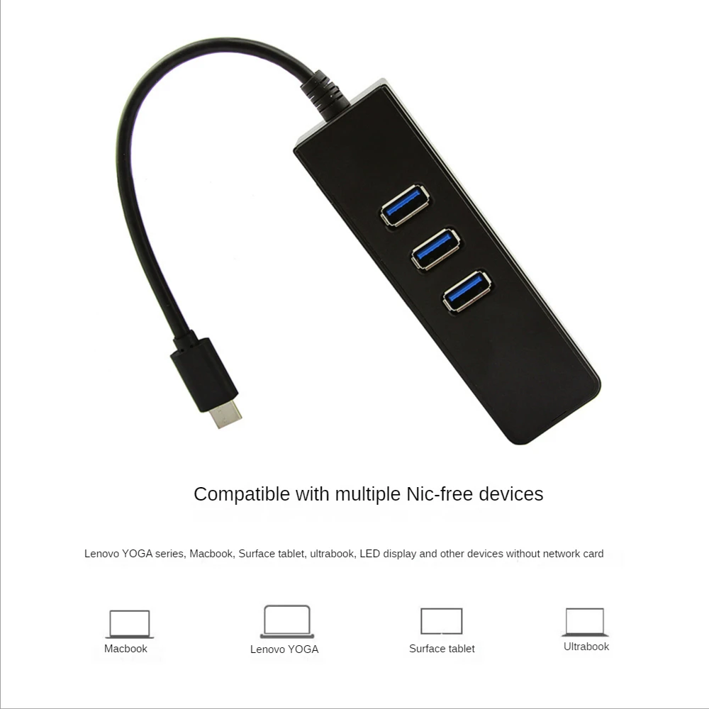 Aluminum RJ45 HUB Type C HUB 4K USB 3.0 Ethernet Lan 1000M GBE RJ45 External Monitor 4K 30HZ Display Adapter