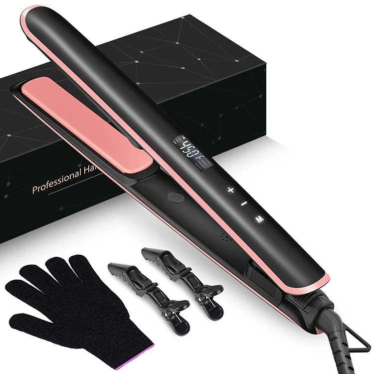 Professional 1 Inch Titanium Ceramic Hair Straightener Flat Iron Straightening Iron Plancha de cabello