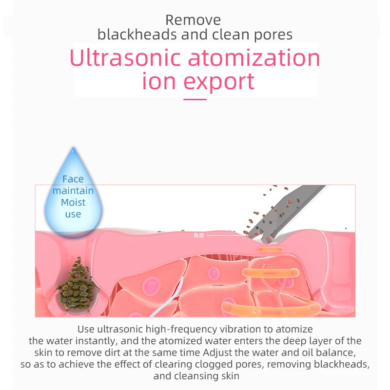 New style Fashional Deep Cleaning Exfoliators Rechargeable Home Use Dead Skin Blackhead Remover Ultrasonic Facial Skin Scrubber