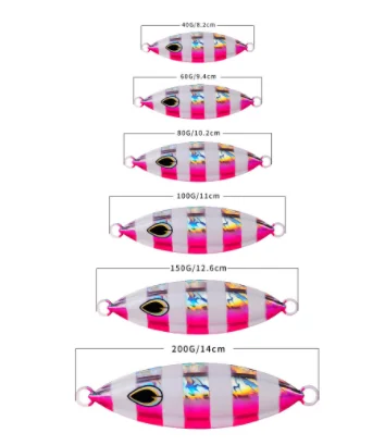 Slow Rocking Iron Plate Lead Fish Bait 40g/60g/80g/100g/150g/200g Fishing Luminous Road Sub-Iron Plate Slow Jigging Metal Road