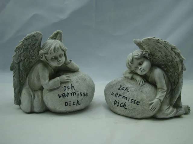 Wholesale  Resin Angel Wing  on Rock figurines  cemetery decor