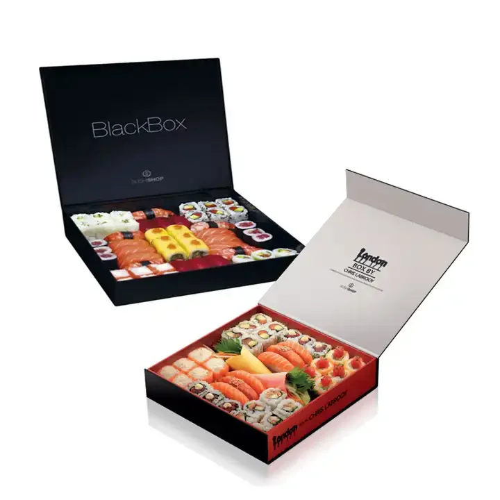 GMI Customized Logo Printing Restaurant Takeout Togo Food Grade Fast Food Packaging Container Paper Box Sushi Takeaway Box