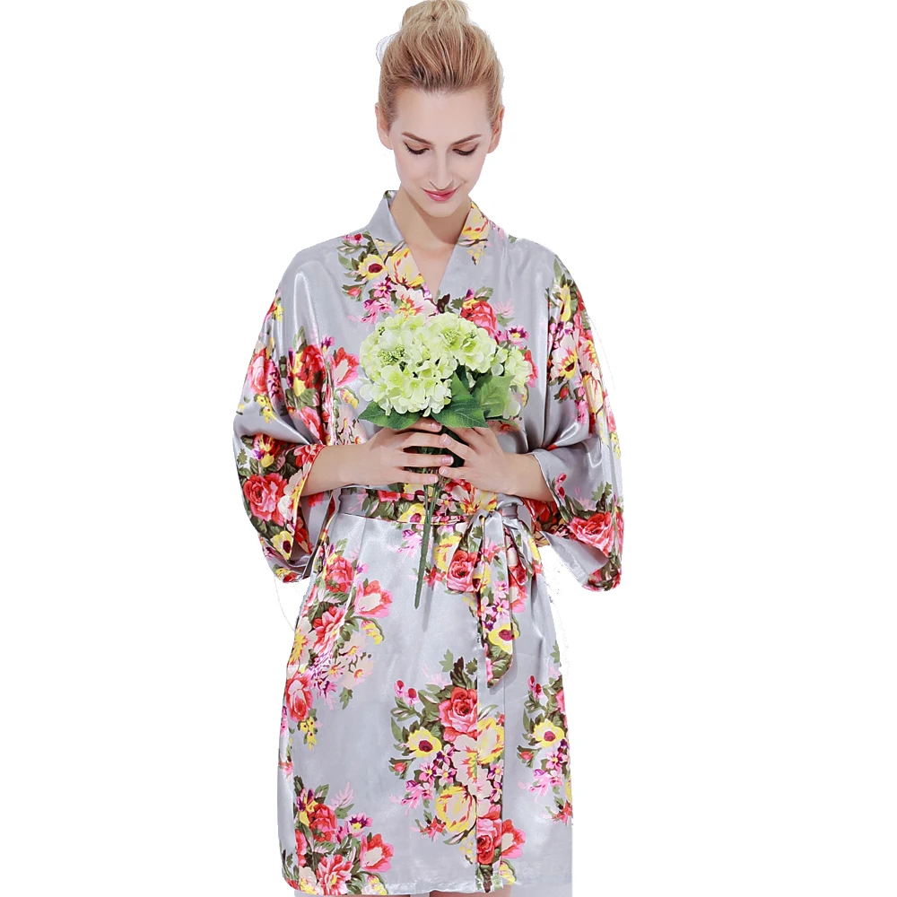 803 Wholesale Summer Womens Ice Silk Crane Sexy Pajamas Silk Bridal Dressing Gown Plus Size Nightgown Bathrobe Sleepwear