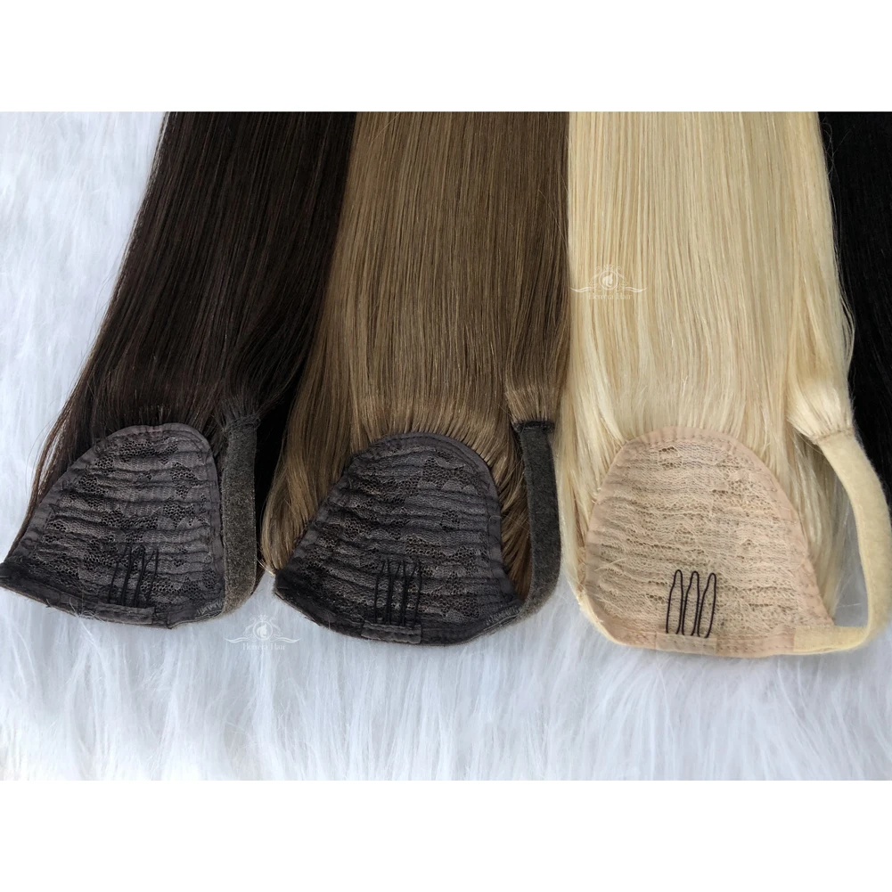 Pony Tail Hair Coleta Cabello Humano Natural Blonde 60 Remi Raw Brazilian Drawstring Claw Clip Ponytail Human Hair Extensions