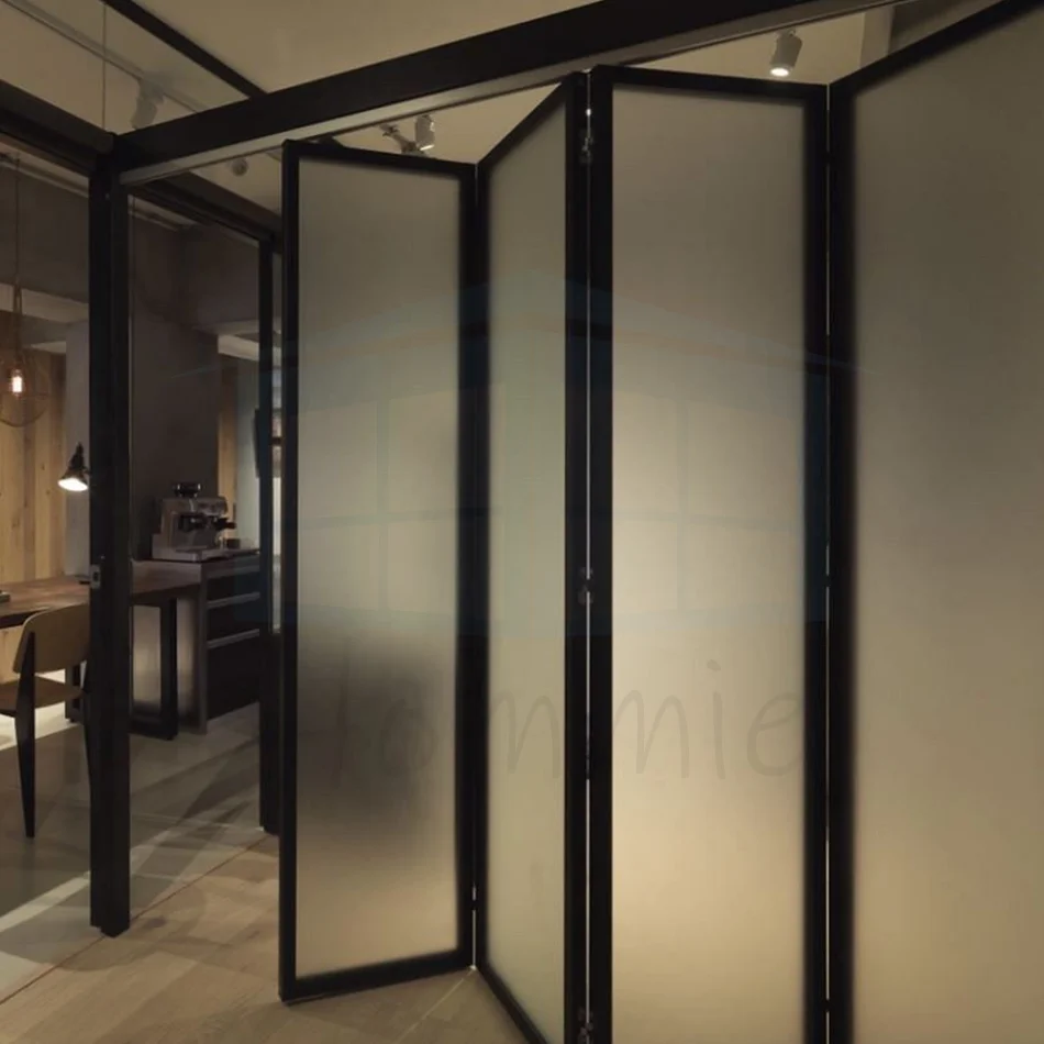 Narrow Edge Glass Folding Door Hanging Rail Sliding Door Aluminum Alloy Bi-fold Doors