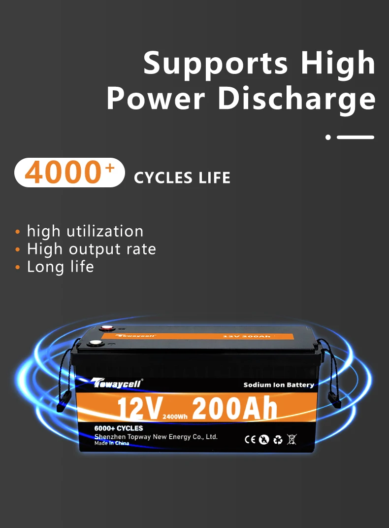 Tewaycell 12v 100ah 200ah 300ah sodium ion Batteries Pack 12v 200ah 2400W Akku for RV Camping Caravan Boating