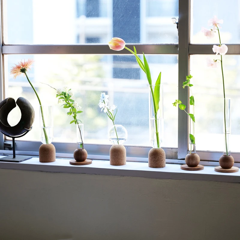 Plant Propagation Station Terrarium Glass Propagation Stations Wooden base Planter Tubes for Garden Office Decoration