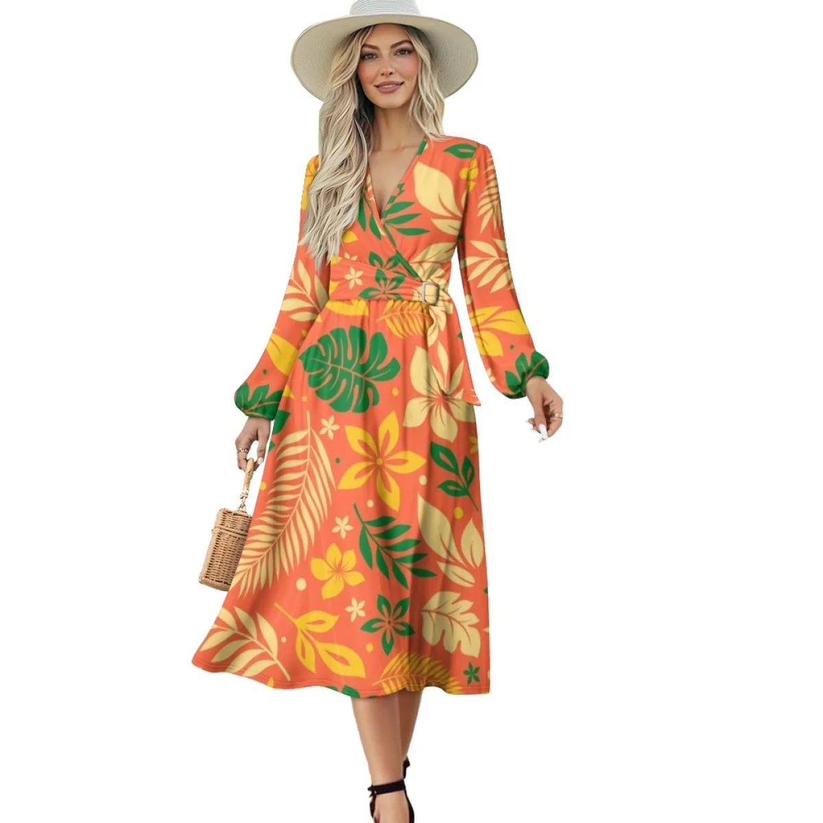 2024 Most Popular Spring Summer Flower Printed Hawaii Dress Design Your Own Image Fancy Dresses For Ladies Look Thin
