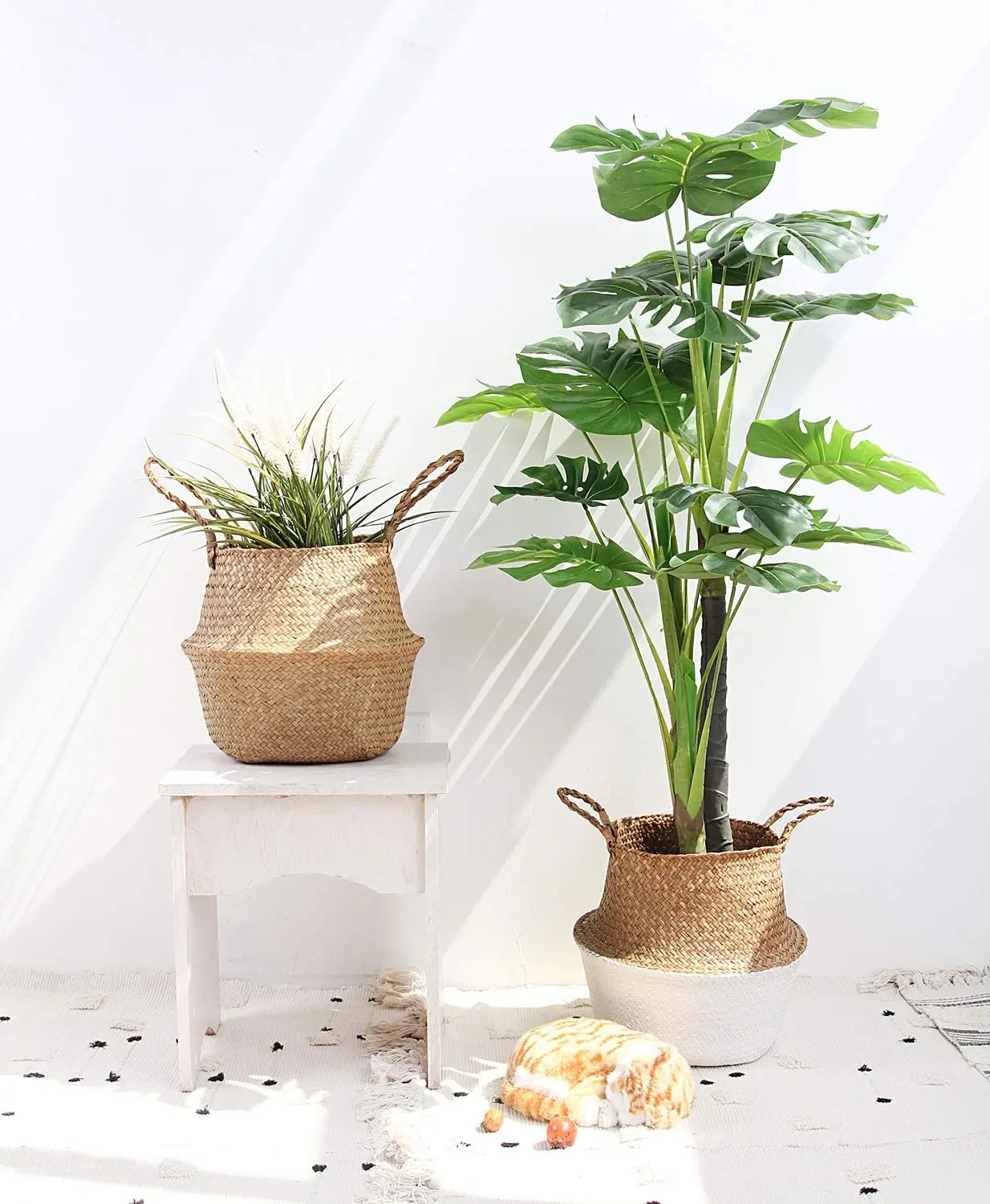 Wholesale High Quality Natural Plant Basket Storage Woven Seagrass Belly Basket
