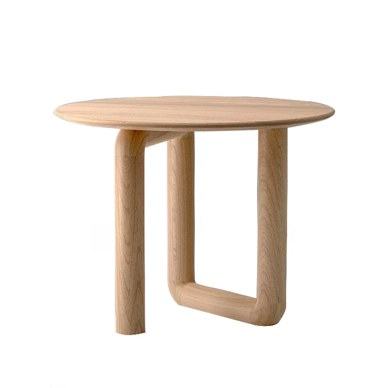 Restaurant round Nordic wooden table cream wind round table commercial designer solid wood wabi-Sabi wind medieval long table