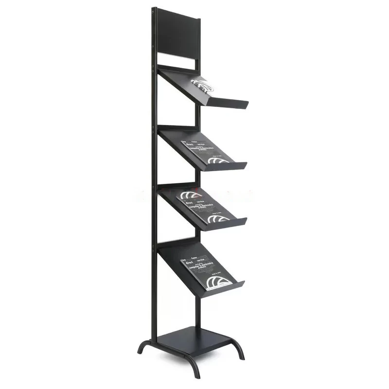 Коммерческое использование съемный 4-х полки металлический настил держатель для хранения книг стойка чтения