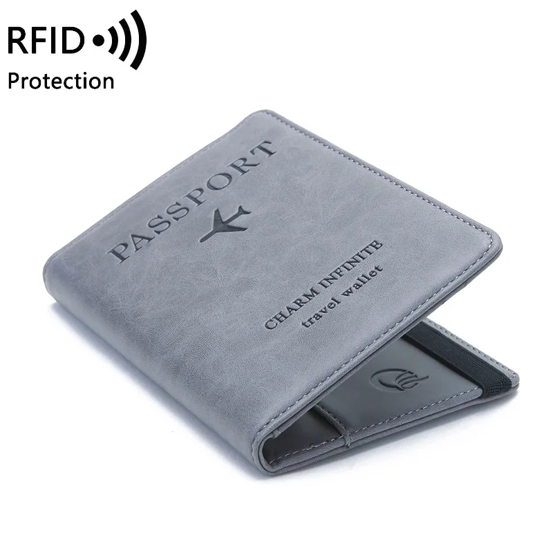 
High quality Leather card wallet passport pouch, RFID Blocking passport holder 