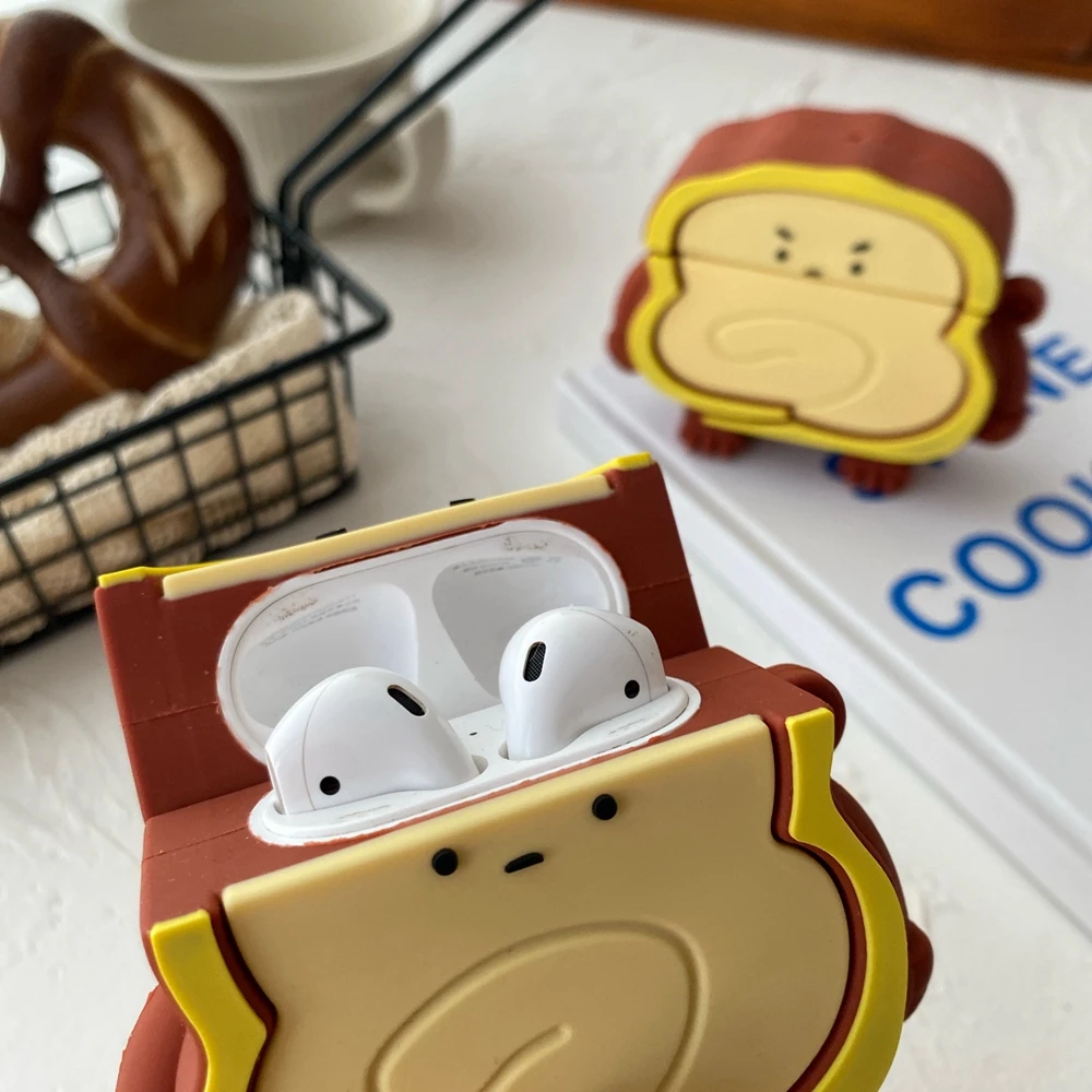  Защитные чехлы для Airpods 1 2 3D Мультяшные мягкие силиконовые с изображением хлеба Pro аксессуары зарядки