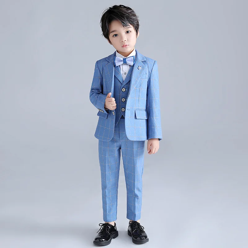 Piano Competition costume Boys Tie Long Sleeve White Shirt Strap Trousers Children Clothing Sets High Quality Baby Boys Suits